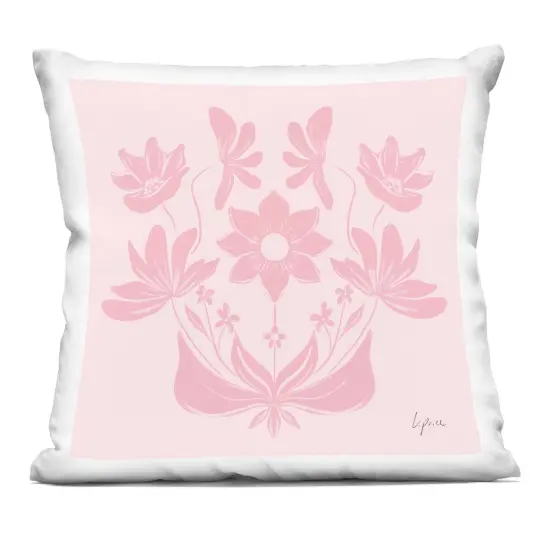 Stupell Industries Pink Floral Symmetrical Indoor Pillow, 18 x 7 x 18 {1}