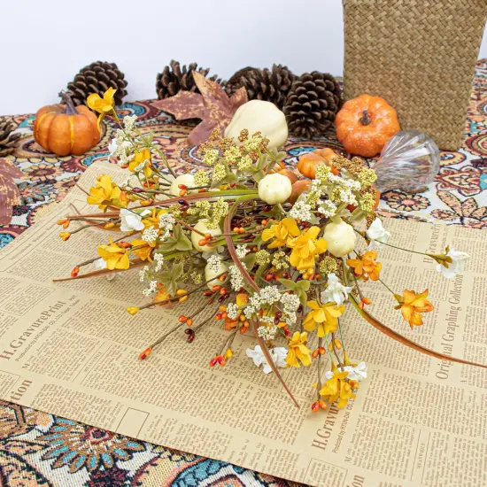 6 PCS Fall Floral Stems Artificial Autumn Flower Picks Pumpkin Sticks {3}