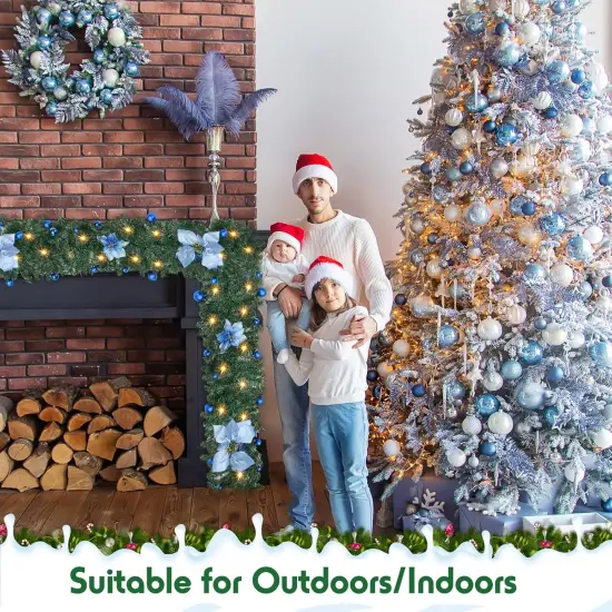 2 Pcs Pre Lit 9 ft Christmas Garland {3}