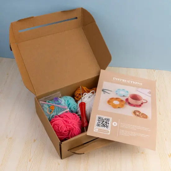 John Bead Floral Crochet DIY Kit for Beginners Flower Coasters {5}