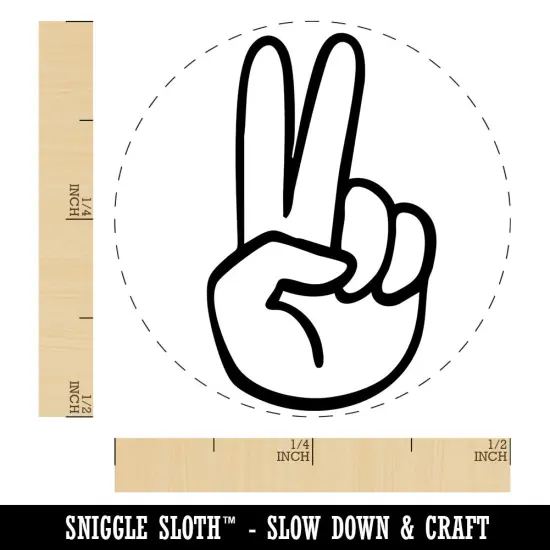 Hand Holding Up Two Fingers Peace Victory Self-Inking Rubber Stamp Crafting Dry Pad {1}