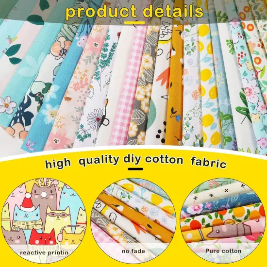 40 Pcs 10 x 10 Inches Animal Floral Cotton Fabric Bundle Squares Precut {4}