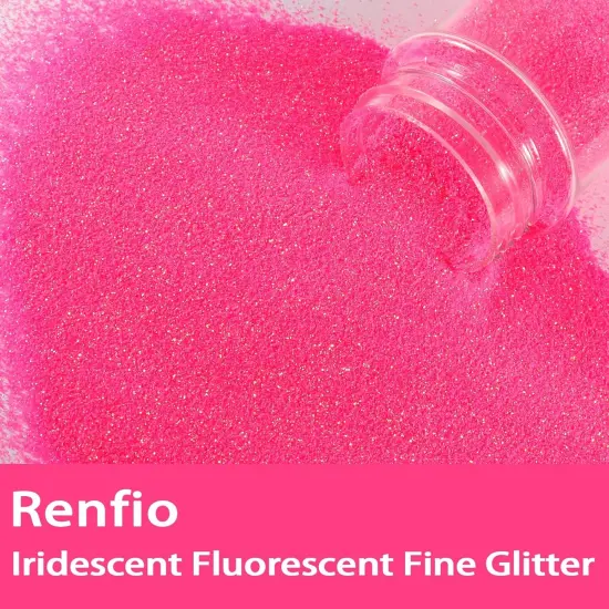 Pink Glitter, 1.94 Oz/55g Fine Iridescent Glitter for Crafts - Fluorescent Rose {1}