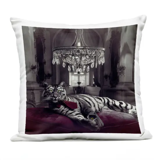 Stupell Industries Luxurious Tiger with Chandelier Outdoor Pillow, 18 x 7 x 18 {1}