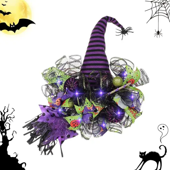 Spooky Halloween Wreath with Lights {1}