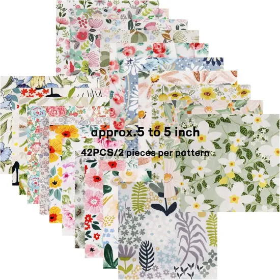 Charm Packs Fabric for Quilting 42Pcs 5'' Precut Fabric Quilt Squares {2}