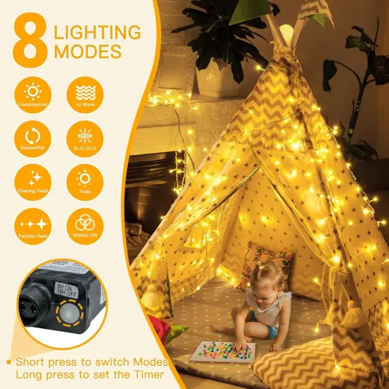 Warm White Connectable String Lights - 200LED, 60FT {3}