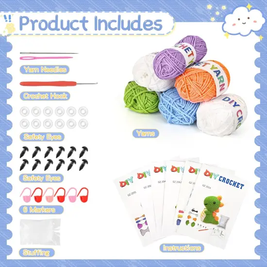 6 Pack Animal Family Crochet Kit for Beginners {3}