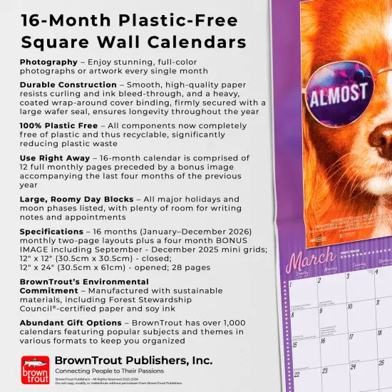 Best in Show OFFICIAL | 2026 12 x 24 Inch (Hanging) Monthly Square Wall Calendar | Plastic-Free {6}