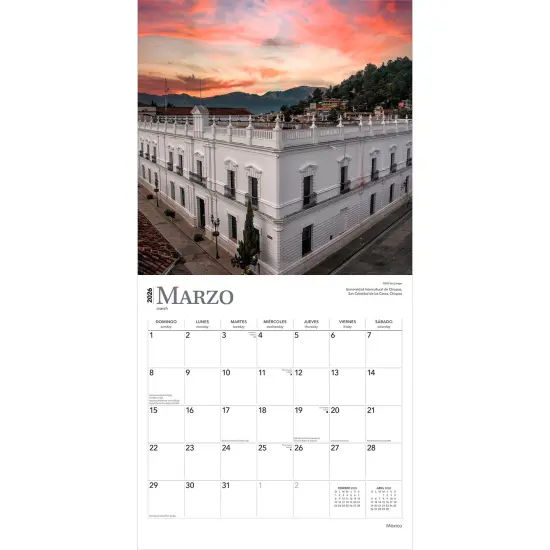 Mexico | 2026 12 x 24 Inch (Hanging) Monthly Square Wall Calendar | English/Spanish Bilingual | Plastic-Free {3}