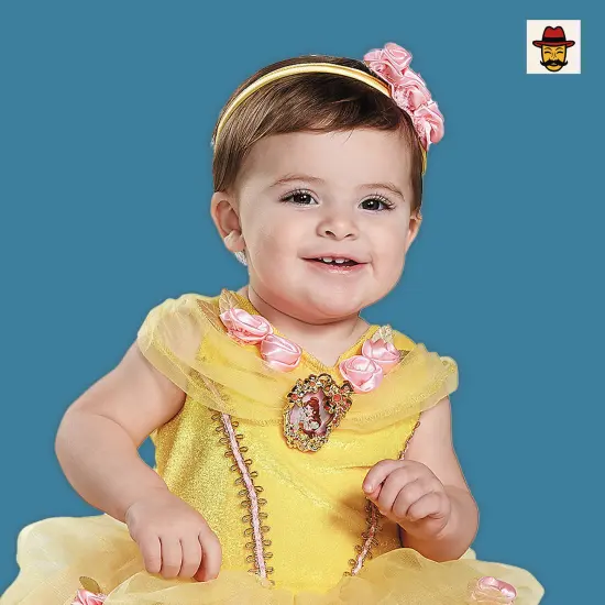 Baby Belle Costume Golden Sparkle Dress Tutu Pink Ribbon Headband {2}