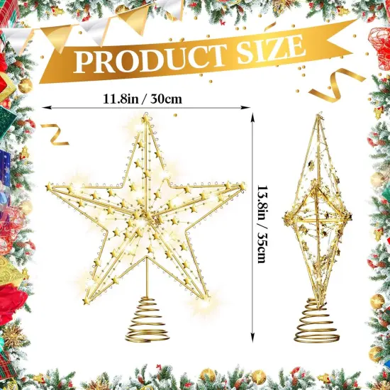 2 Pcs 33 ft Christmas Tinsel Garland Big LED Lighted Glittered Star {2}