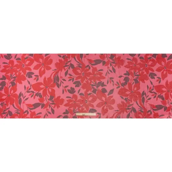 1 Yard Dark Pink Floral Polyester Chiffon with Metallic Pinstripes 56 Inch Wide {4}