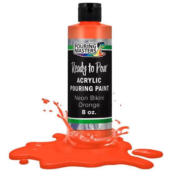 Pouring Masters Neon Bikini Orange Ready to Pour Acrylic Pouring Paint - Premium 8-Ounce Pre-Mixed Fluid Acrylic Paint - Fluid Art Supplies for Canvas, Wood, Paper, Tile & Rocks {1}