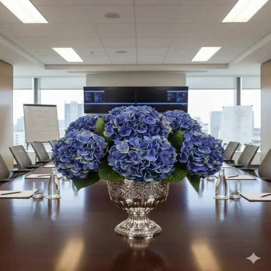 2pc 7" Dark Blue Hydrangea Bloom with 2 Layers &ndash; Artificial Flower Arrangement" {2}