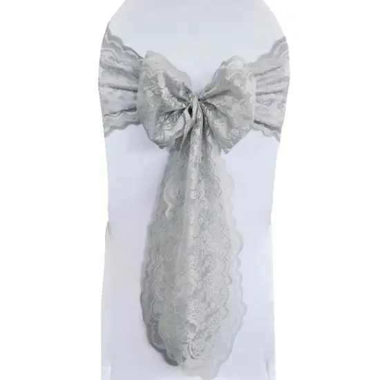 10 Pieces Silver Caspari Lace Chair Sashes for Sophisticated Event Decor 9x108 Inches {2}