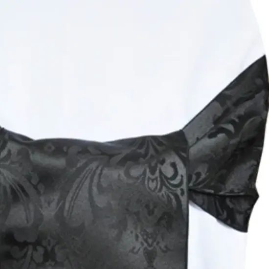 10 Pieces Elegant Black Floral Damask Jacquard Chair Sashes 7.5 x 108 Inches {4}