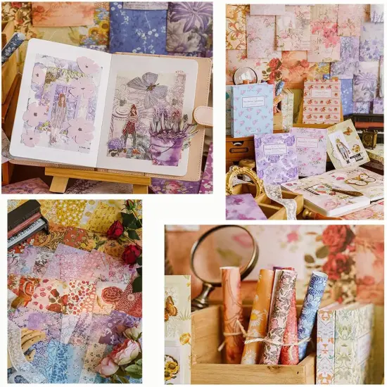 200 Sheets Spring Floral Scrapbook Paper Set (A) {5}