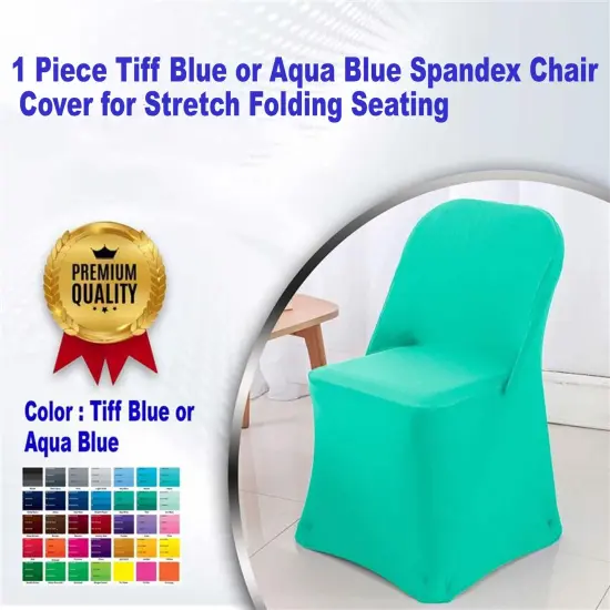 1 Piece Tiff Blue or Aqua Blue Spandex Chair Cover for Stretch Folding Seating {1}