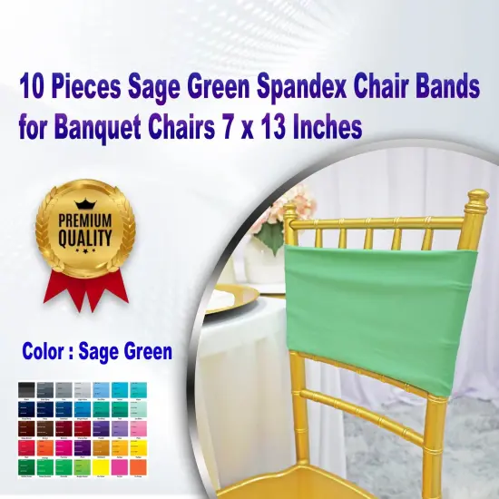 10 Pieces Sage Green Spandex Chair Bands for Banquet Chairs 7 x 13 Inches {1}
