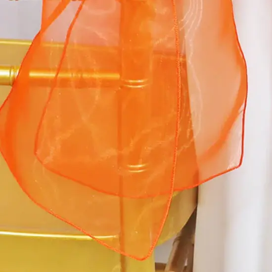 10 Pieces Orange Organza Chair Sashes 8"x108" Sheer Elegant Event Accent {2}