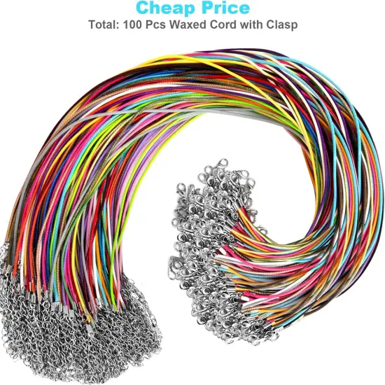100Pcs Leather Necklace Cord with Clasps, Rope Necklace String - Multicolor {2}