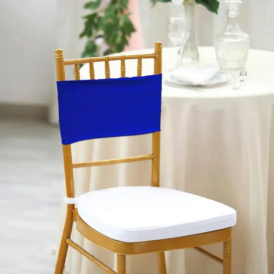 10 Pieces Royal Blue Spandex Chair Bands for Banquet Chairs 7 x 13 Inches {3}
