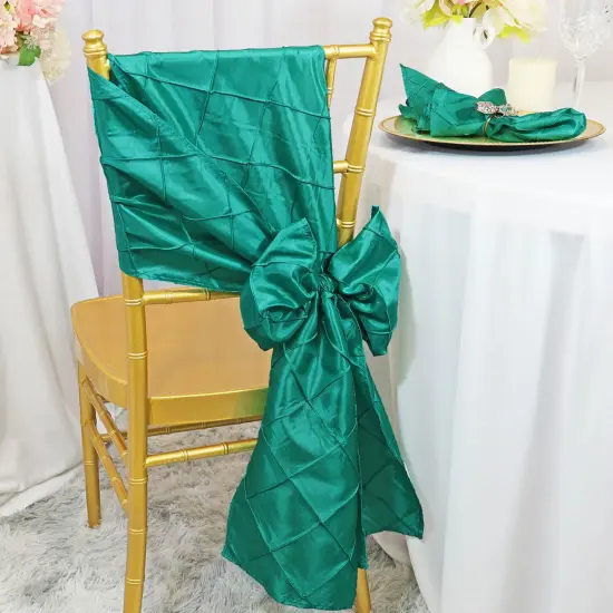 10 Pieces Rich Moss Green Pintuck Taffeta Chair Sashes 9.5 x 108 Inches {3}
