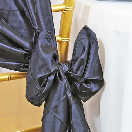 10 Pieces Elegant Pewter Charcoal Pintuck Taffeta Chair Sashes 9.5 x 108 Inches {4}