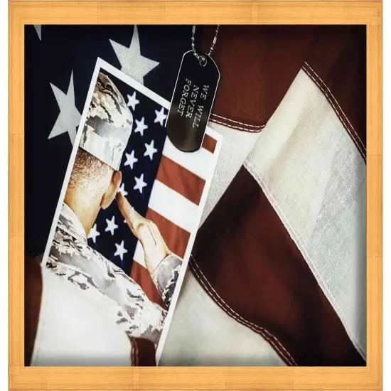 Photo Size Minimalist Shadow Box Gold Picture Frame - UV Acrylic, Backing, Hanging Hardware {5}