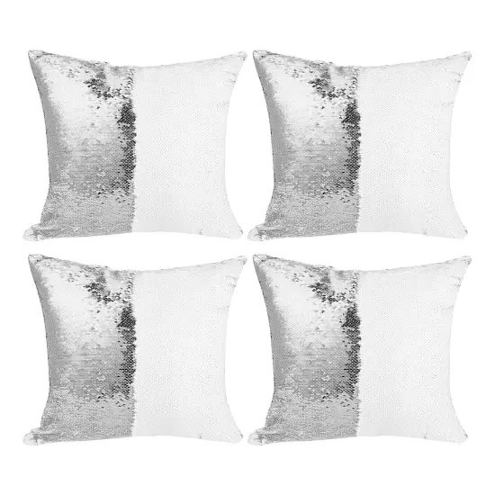 Craft Express Flip Sequin Sublimation Pillow Covers 4/Pkg-White/Silver {2}