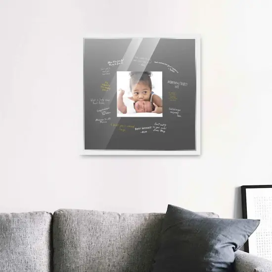 Autograph White Wood Frame with Squre Black Mat - Perfect for Event Signatures, Silver Marker Pens Included - 3 Sizes Available {5}