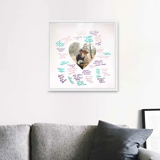 Autograph White Wood Frame with Heart White Mat - Perfect for Event Signatures, Full-Color Pen Set Included - 3 Sizes Available {5}