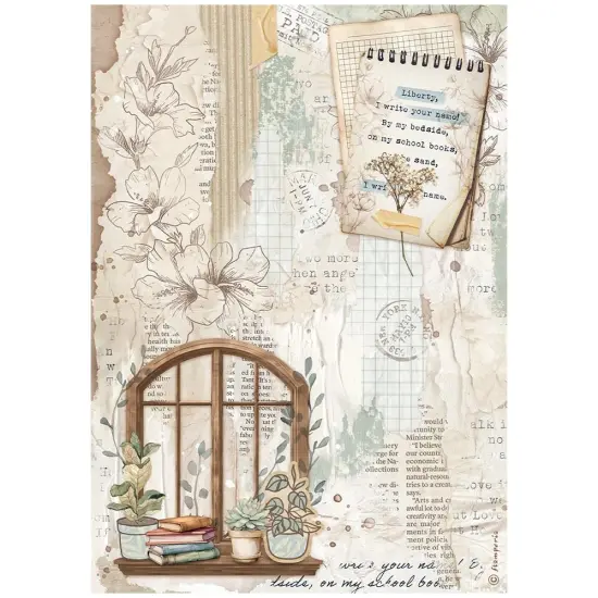 Stamperia Rice Paper Sheet A4-Create Happiness Secret Diary Window {1}