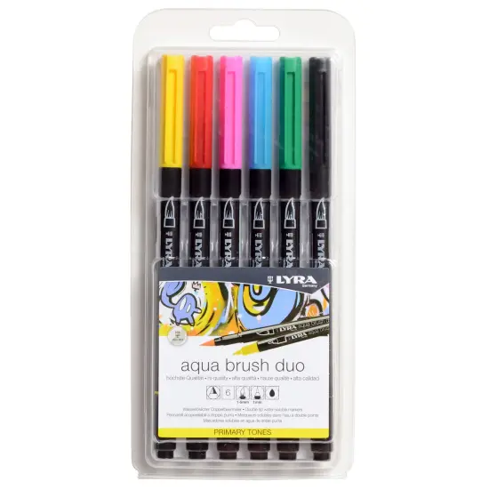 Lyra Aqua Brush Duo Brush Markers 6/Pkg-Primary Set {1}
