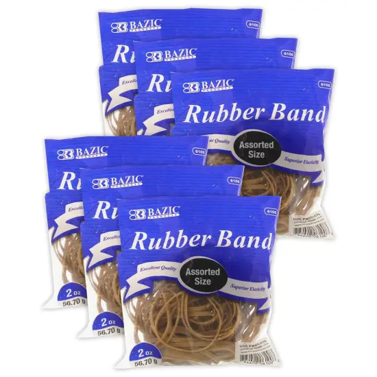 Rubber Bands, Assorted Sizes, 2oz./56.70g Per Pack, 6 Packs {1}