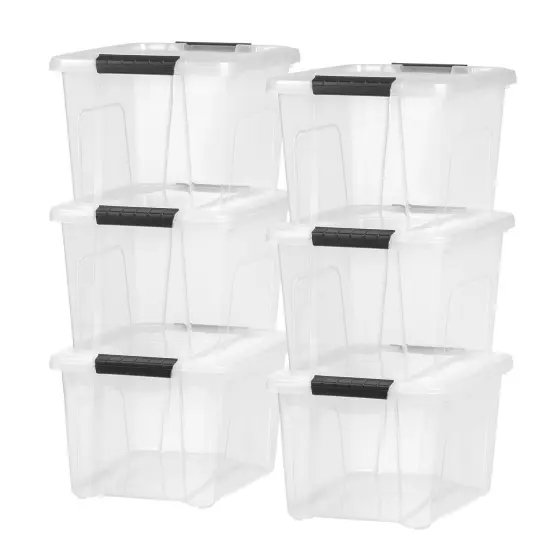 IRIS USA 20 Qt. Plastic Storage Bins with Lids, Clear, Latching, Stackable, Totes 6Pk {1}