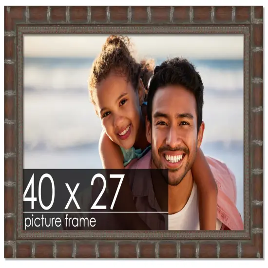 40x27 Modern Bamboo Picture Frame with UV-Resistant Acrylic & Acid Free Backing, Available in5 Finishes - Gold, Silver, Brown, Black, and Natural {1}