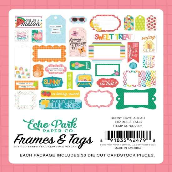 Echo Park Cardstock Ephemera-Frames & Tags, Sunny Days Ahead {4}