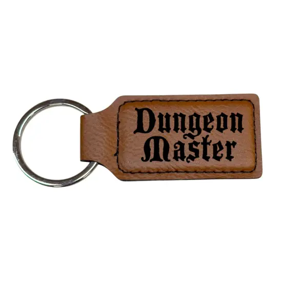 Keychain - Rectangle - Dungeon Master - Leather Rawhide/Black {1}