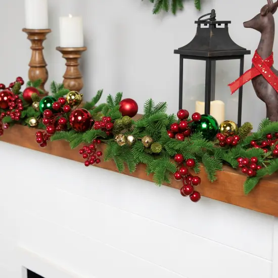 Northlight Pine with Ornaments and Berries Artificial Christmas Garland - 5' - Unlit Green {1}