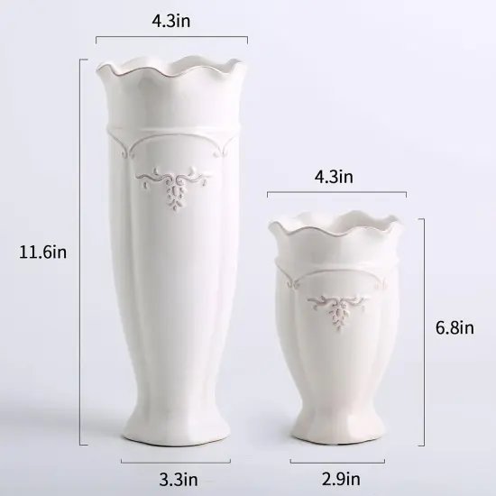 White Vase for Flowers, Ceramic vase for Home Decor {2}