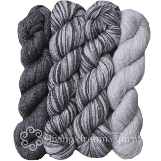 Slinky Malinky Superwash Merino Sock Yarn with Tencel - Silky & Strong. Pacific Northwest Hand Dyed. Fingering Weight #1. Mysty 4 pack {2}