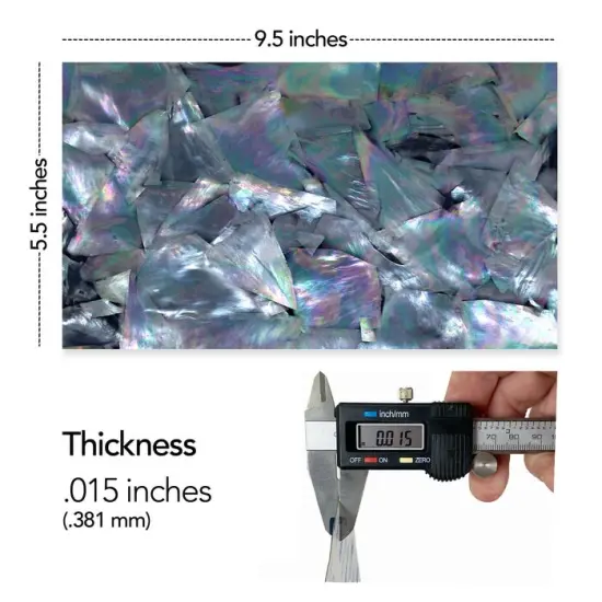 Shell Veneer, 5.5 x 9.5 inches | WMOP, BMOP, Abalone | Includes 3M Adhesive Sheet for Application, Great for Inlay Projects Aquamarine {2}