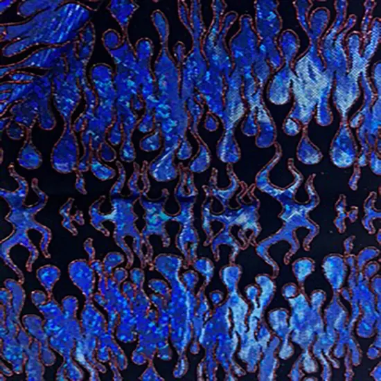 1 Yard Flocking Flame Hologram Nylon Spandex Tricot Fabric for Costumes Dancewear 60 Inch Width Black Green {5}