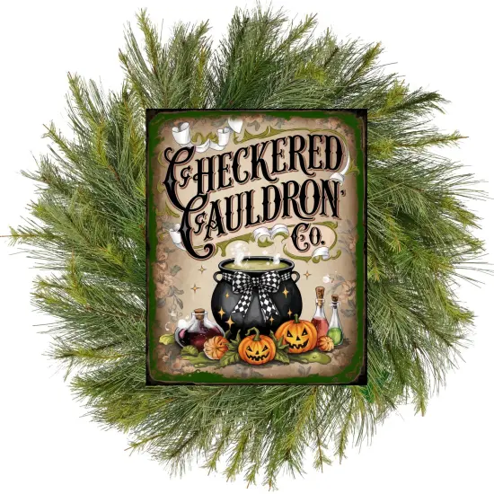 Checkered Cauldron Co Halloween Sign {3}