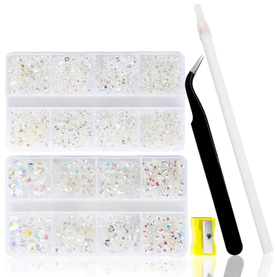 10400PCS Transparent AB Flatback Rhinestones with Tools {1}