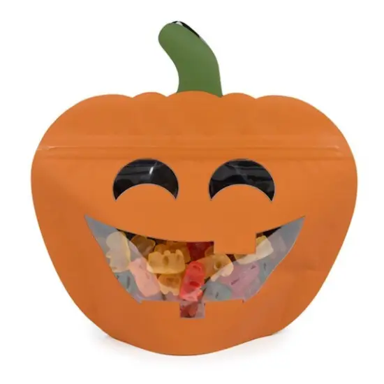 Jack-o-Lantern Shaped Pouch 7 3/4" x 3" x 7 1/2" 25 pack SP7JZ {1}