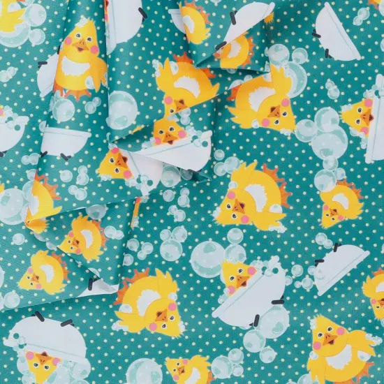 Mook Fabrics Bath Time Printed PUL Fabric [60 in. Wide] - By The Yard Teal {2}