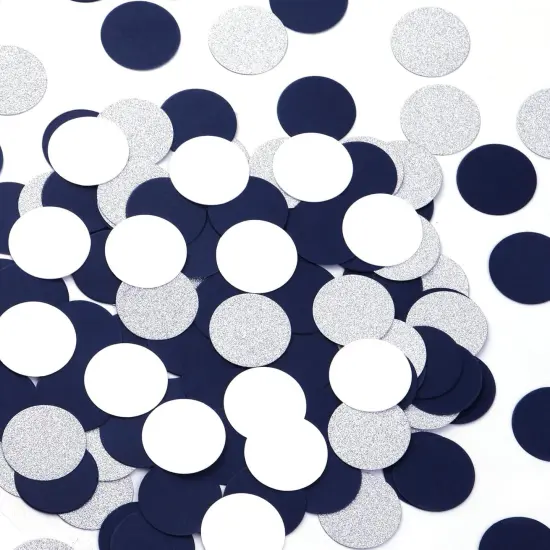 Navy-Blue White-Silver Party-Decorations Confetti {1}